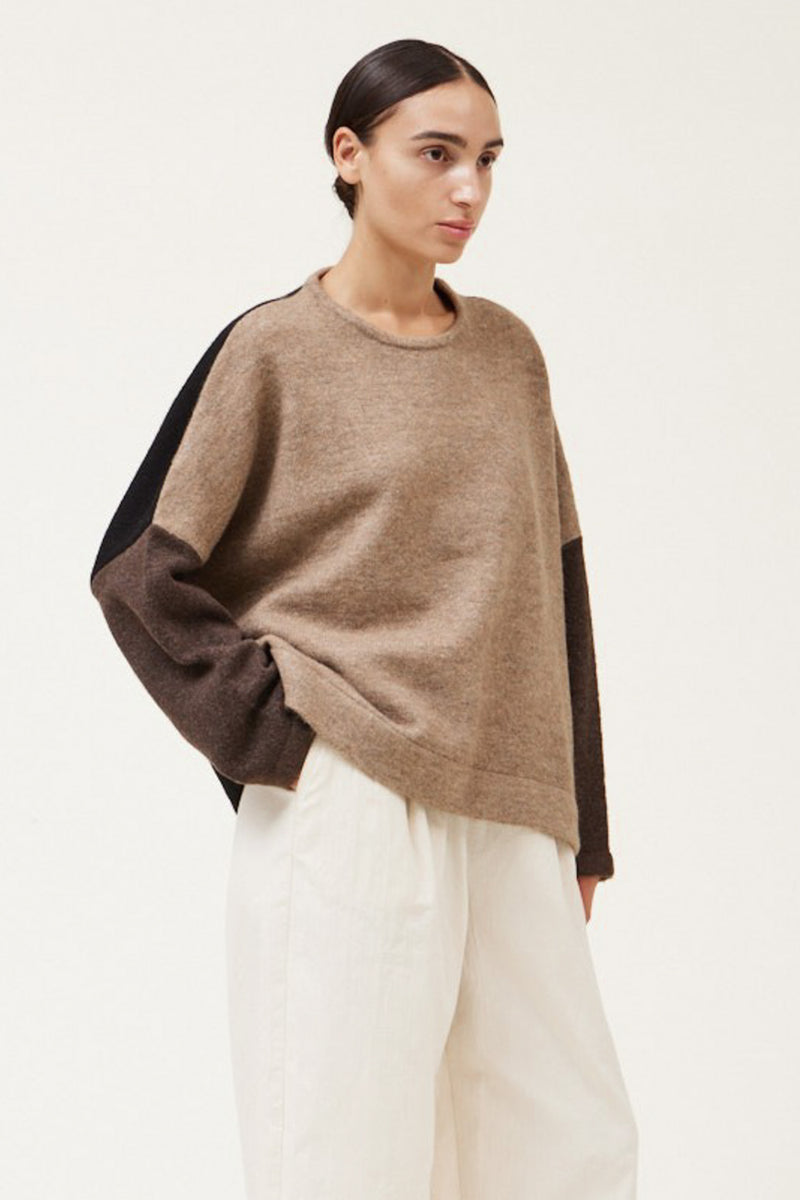 Block It Off Sweater in Brown