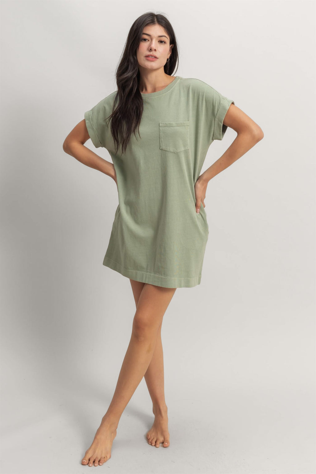 Chill Days Dress in Light Olive