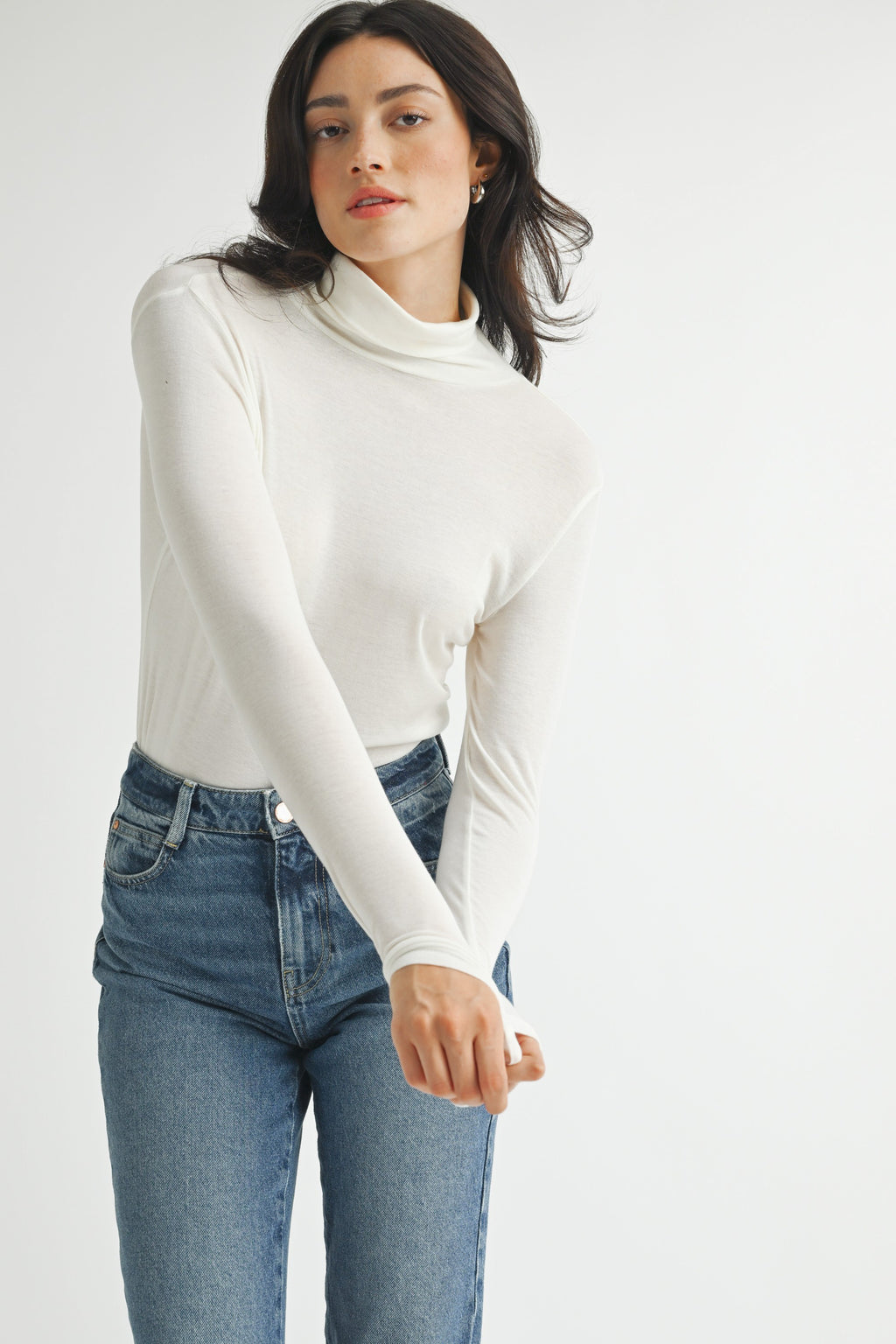 Meg Turtleneck Top in Ivory