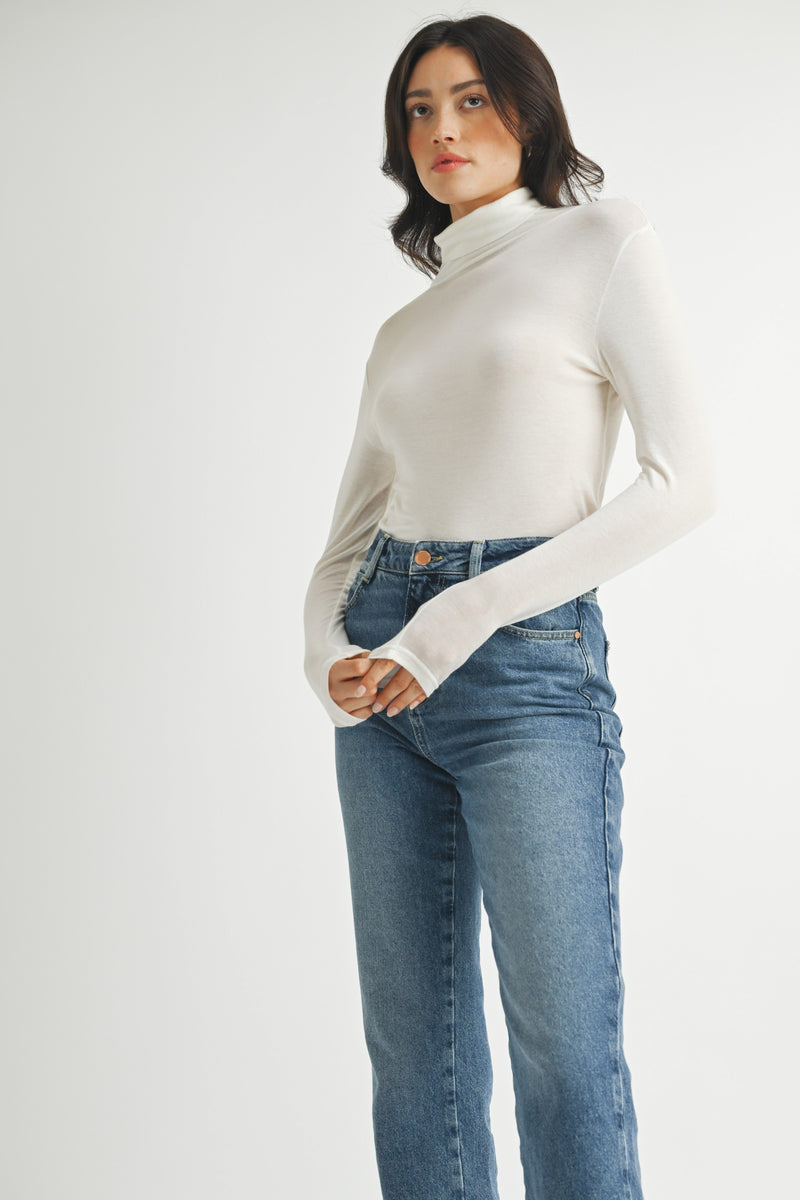 Meg Turtleneck Top in Ivory