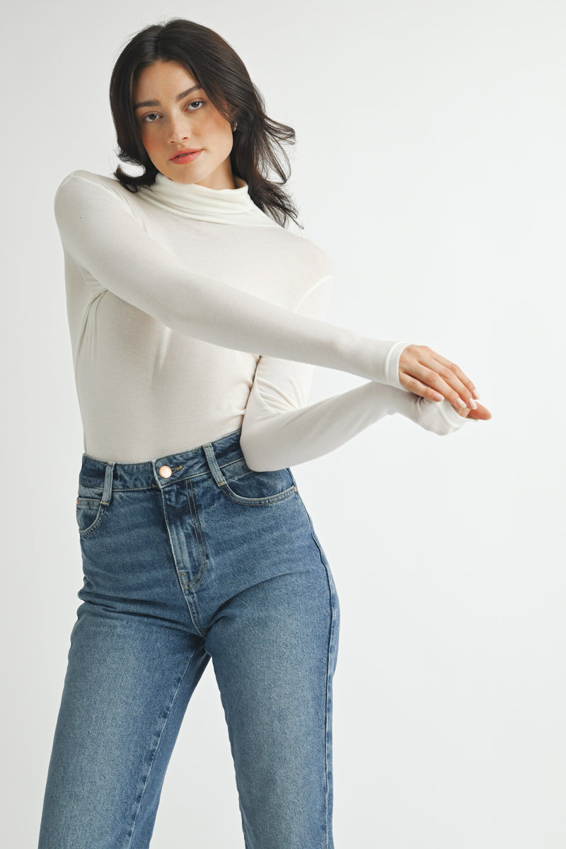 Meg Turtleneck Top in Ivory