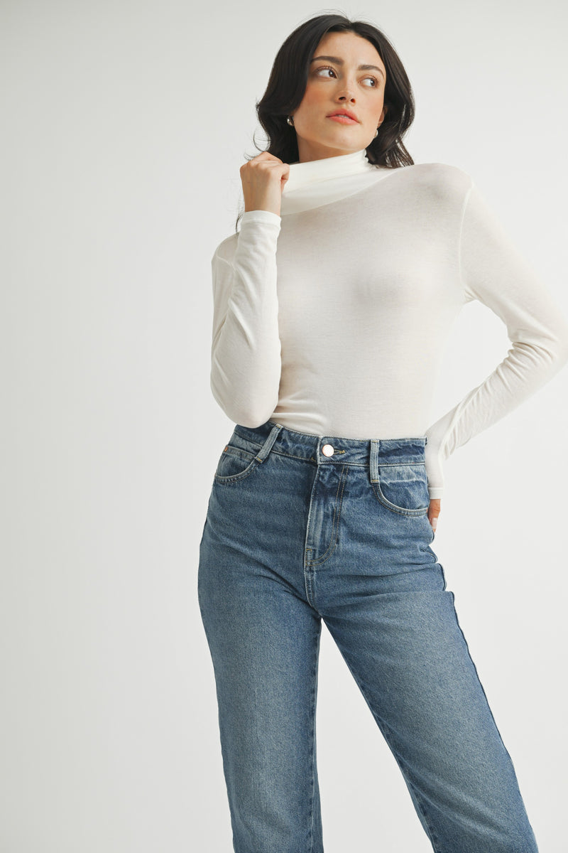 Meg Turtleneck Top in Ivory